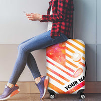 USA Golf Design Luggage Cover Watercolor Female Silhouette and Orange Gradient Flag and Ball Pattern - Wonder Print Shop