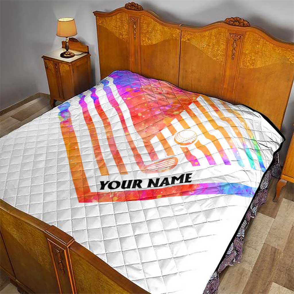 USA Golf Design Quilt Watercolor Female Silhouette and Orange Gradient Flag and Ball Pattern - Wonder Print Shop