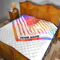 USA Golf Design Quilt Watercolor Female Silhouette and Orange Gradient Flag and Ball Pattern - Wonder Print Shop