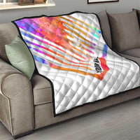 USA Golf Design Quilt Watercolor Female Silhouette and Orange Gradient Flag and Ball Pattern - Wonder Print Shop