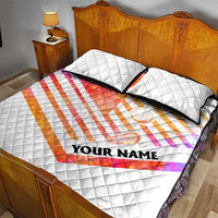 USA Golf Design Quilt Bed Set Watercolor Female Silhouette and Orange Gradient Flag and Ball Pattern - Wonder Print Shop