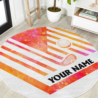 USA Golf Design Round Carpet Watercolor Female Silhouette and Orange Gradient Flag and Ball Pattern - Wonder Print Shop
