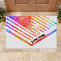 USA Golf Design Rubber Doormat Watercolor Female Silhouette and Orange Gradient Flag and Ball Pattern - Wonder Print Shop