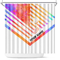 USA Golf Design Shower Curtain Watercolor Female Silhouette and Orange Gradient Flag and Ball Pattern - Wonder Print Shop