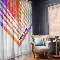 USA Golf Design Window Curtain Watercolor Female Silhouette and Orange Gradient Flag and Ball Pattern - Wonder Print Shop