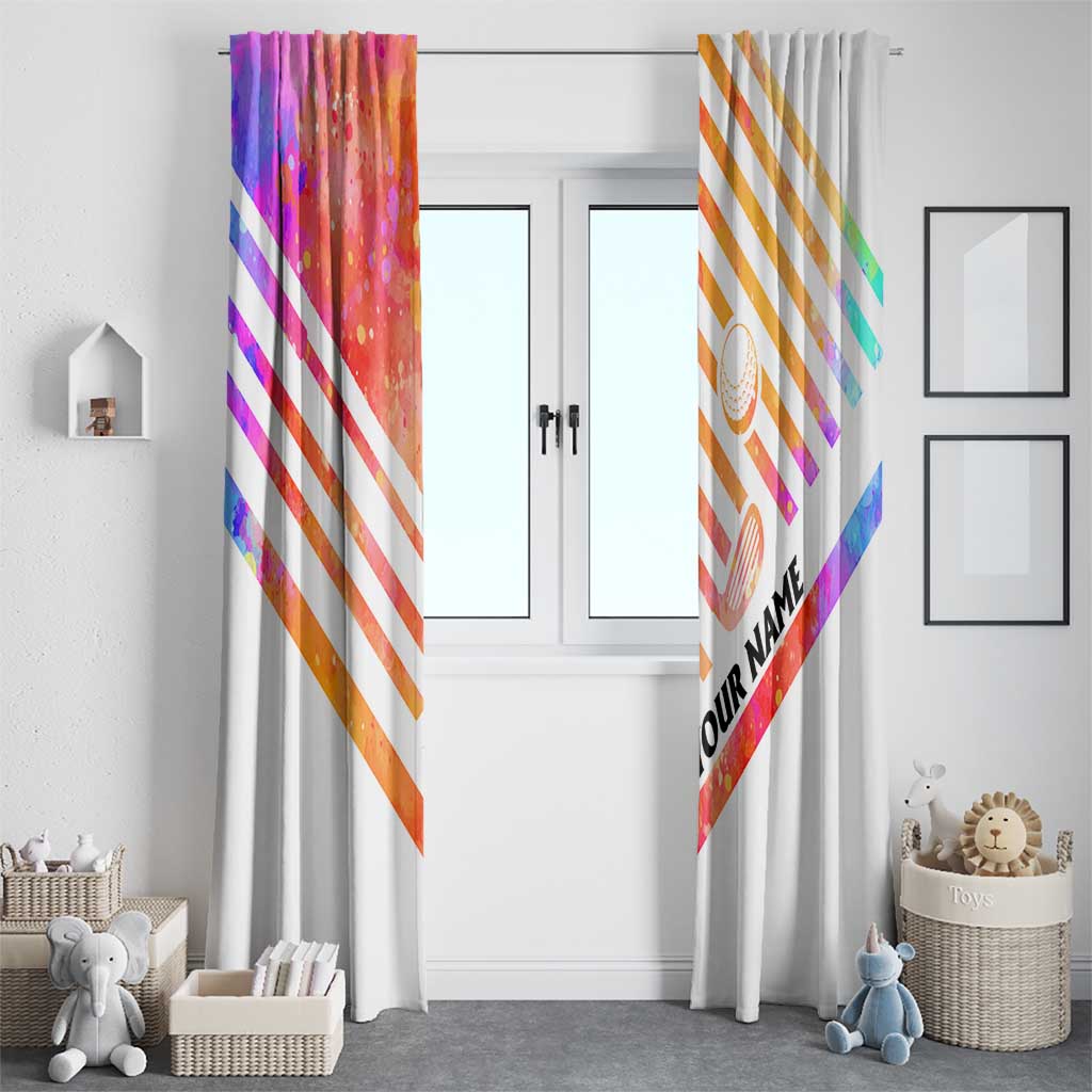 USA Golf Design Window Curtain Watercolor Female Silhouette and Orange Gradient Flag and Ball Pattern - Wonder Print Shop