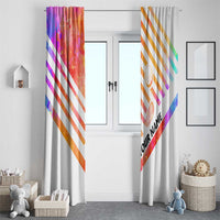 USA Golf Design Window Curtain Watercolor Female Silhouette and Orange Gradient Flag and Ball Pattern - Wonder Print Shop