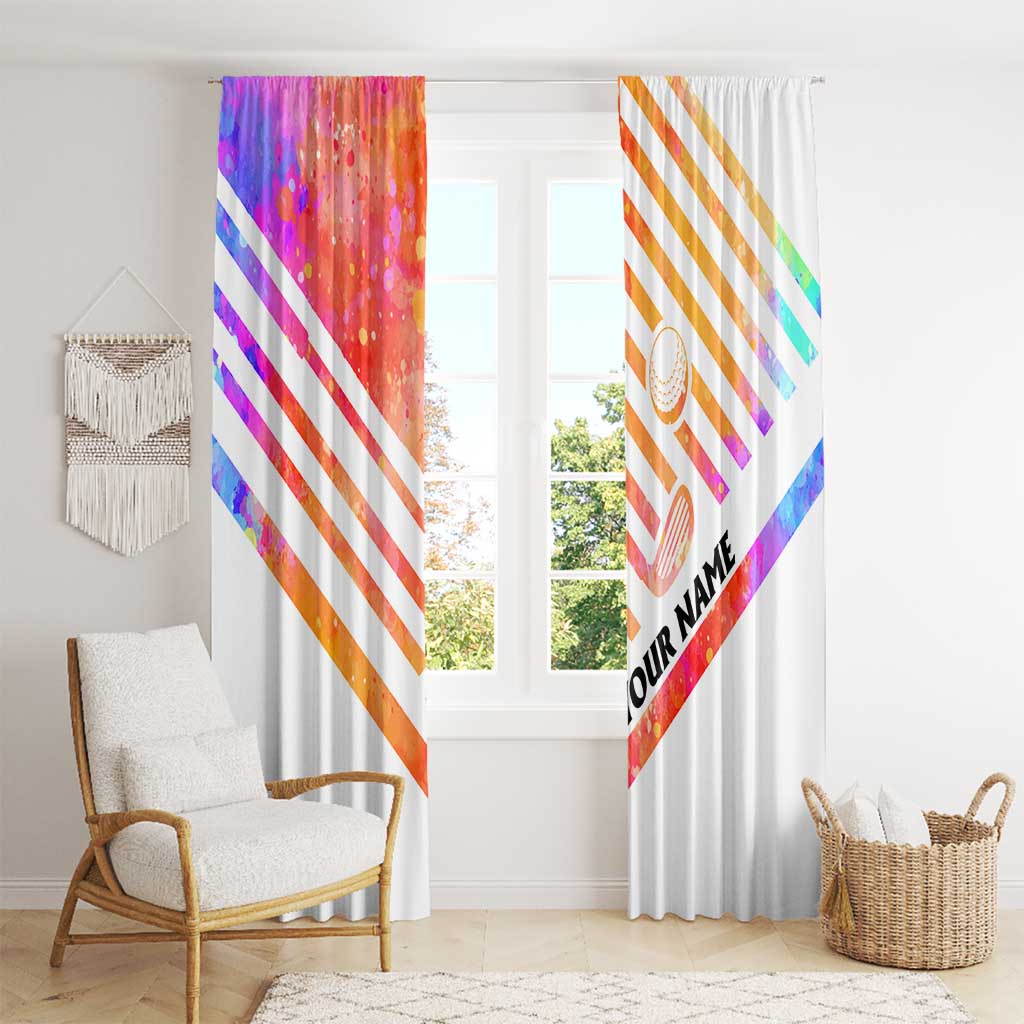 USA Golf Design Window Curtain Watercolor Female Silhouette and Orange Gradient Flag and Ball Pattern - Wonder Print Shop