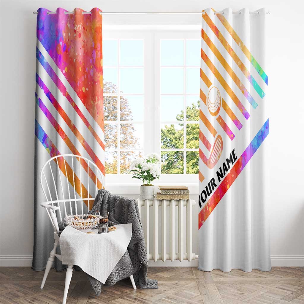 USA Golf Design Window Curtain Watercolor Female Silhouette and Orange Gradient Flag and Ball Pattern - Wonder Print Shop