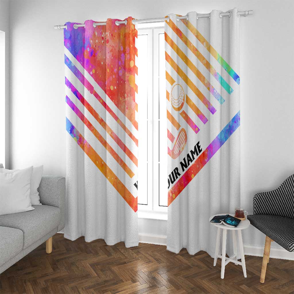 USA Golf Design Window Curtain Watercolor Female Silhouette and Orange Gradient Flag and Ball Pattern - Wonder Print Shop