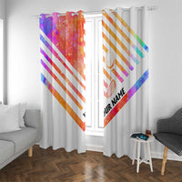 USA Golf Design Window Curtain Watercolor Female Silhouette and Orange Gradient Flag and Ball Pattern - Wonder Print Shop