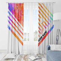 USA Golf Design Window Curtain Watercolor Female Silhouette and Orange Gradient Flag and Ball Pattern - Wonder Print Shop