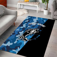 Custom Blue Camo Bass Fishing Area Rug Fishing Rod Graphic Design - Wonder Print Shop