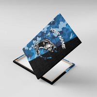 Custom Blue Camo Bass Fishing Canvas Wall Art Fishing Rod Graphic Design - Wonder Print Shop
