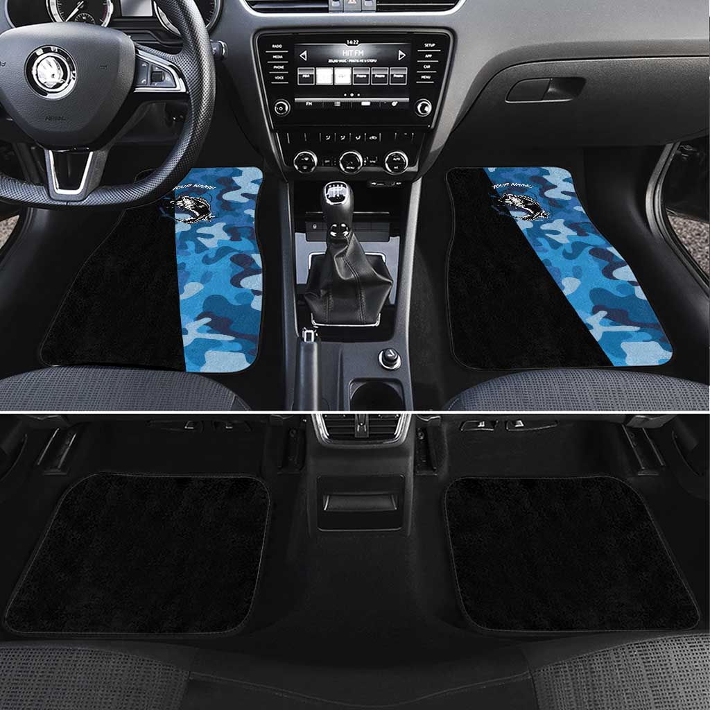 Custom Blue Camo Bass Fishing Car Mats Fishing Rod Graphic Design - Wonder Print Shop