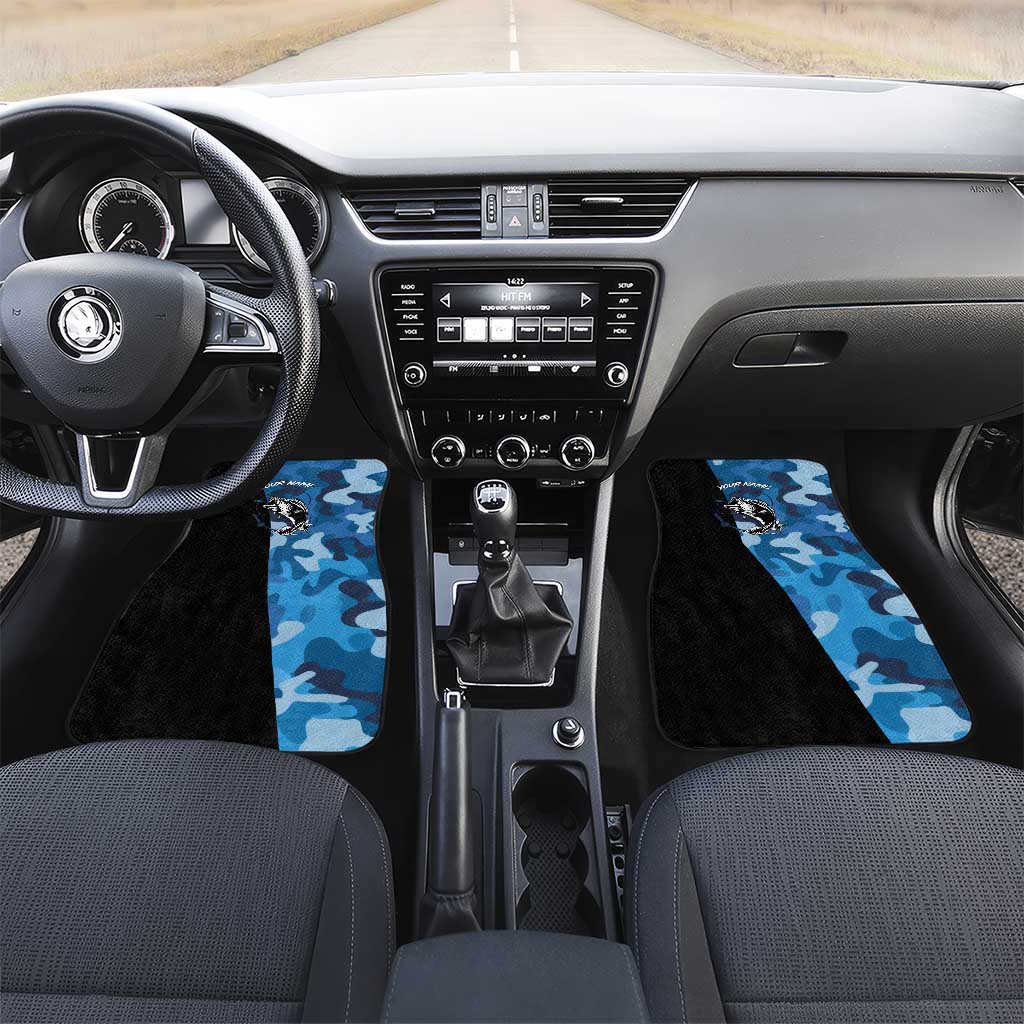Custom Blue Camo Bass Fishing Car Mats Fishing Rod Graphic Design - Wonder Print Shop