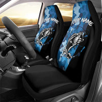 Custom Blue Camo Bass Fishing Car Seat Cover Fishing Rod Graphic Design - Wonder Print Shop