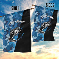 Custom Blue Camo Bass Fishing Garden Flag Fishing Rod Graphic Design - Wonder Print Shop