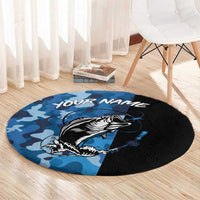 Custom Blue Camo Bass Fishing Round Carpet Fishing Rod Graphic Design - Wonder Print Shop
