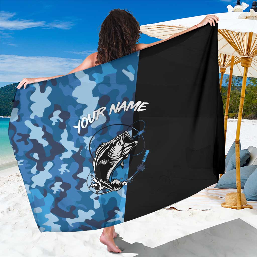 Custom Blue Camo Bass Fishing Sarong Fishing Rod Graphic Design - Wonder Print Shop