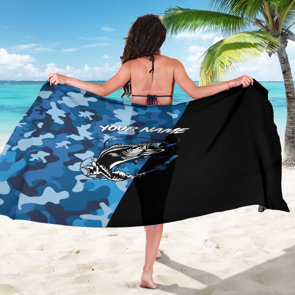 Custom Blue Camo Bass Fishing Sarong Fishing Rod Graphic Design - Wonder Print Shop