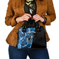 Custom Blue Camo Bass Fishing Shoulder Handbag Fishing Rod Graphic Design - Wonder Print Shop