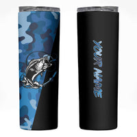 Custom Blue Camo Bass Fishing Skinny Tumbler Fishing Rod Graphic Design - Wonder Print Shop