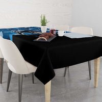 Custom Blue Camo Bass Fishing Tablecloth Fishing Rod Graphic Design - Wonder Print Shop