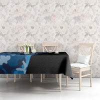 Custom Blue Camo Bass Fishing Tablecloth Fishing Rod Graphic Design - Wonder Print Shop