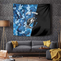 Custom Blue Camo Bass Fishing Tapestry Fishing Rod Graphic Design - Wonder Print Shop