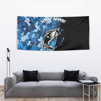 Custom Blue Camo Bass Fishing Tapestry Fishing Rod Graphic Design - Wonder Print Shop