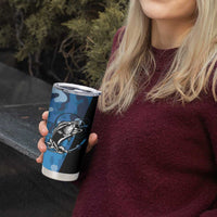 Custom Blue Camo Bass Fishing Tumbler Cup Fishing Rod Graphic Design - Wonder Print Shop