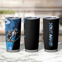 Custom Blue Camo Bass Fishing Tumbler Cup Fishing Rod Graphic Design - Wonder Print Shop