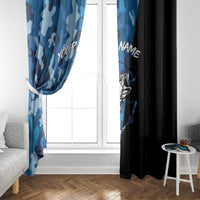 Custom Blue Camo Bass Fishing Window Curtain Fishing Rod Graphic Design - Wonder Print Shop