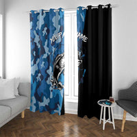 Custom Blue Camo Bass Fishing Window Curtain Fishing Rod Graphic Design - Wonder Print Shop