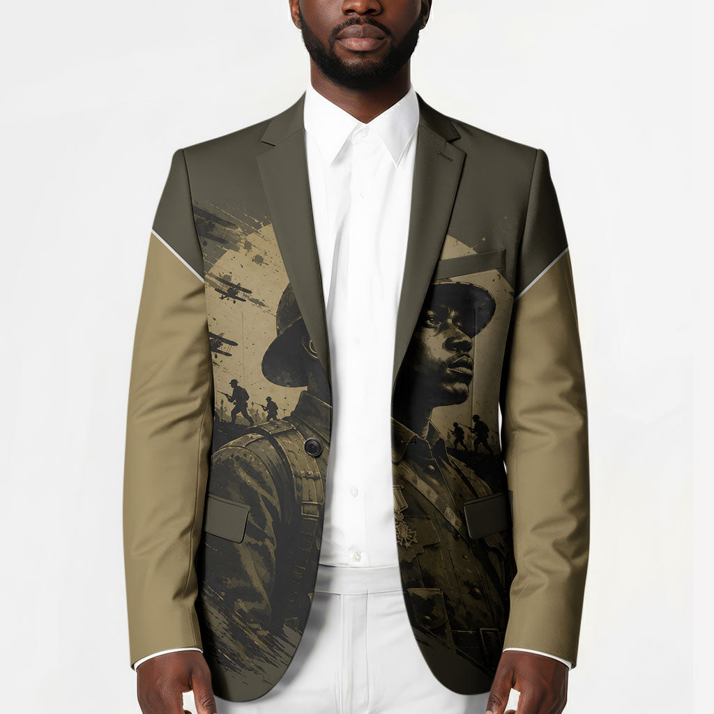Harlem Hellfighters WWI Soldier Blazer Vintage Military Hero Jazz Band Silhouette Art