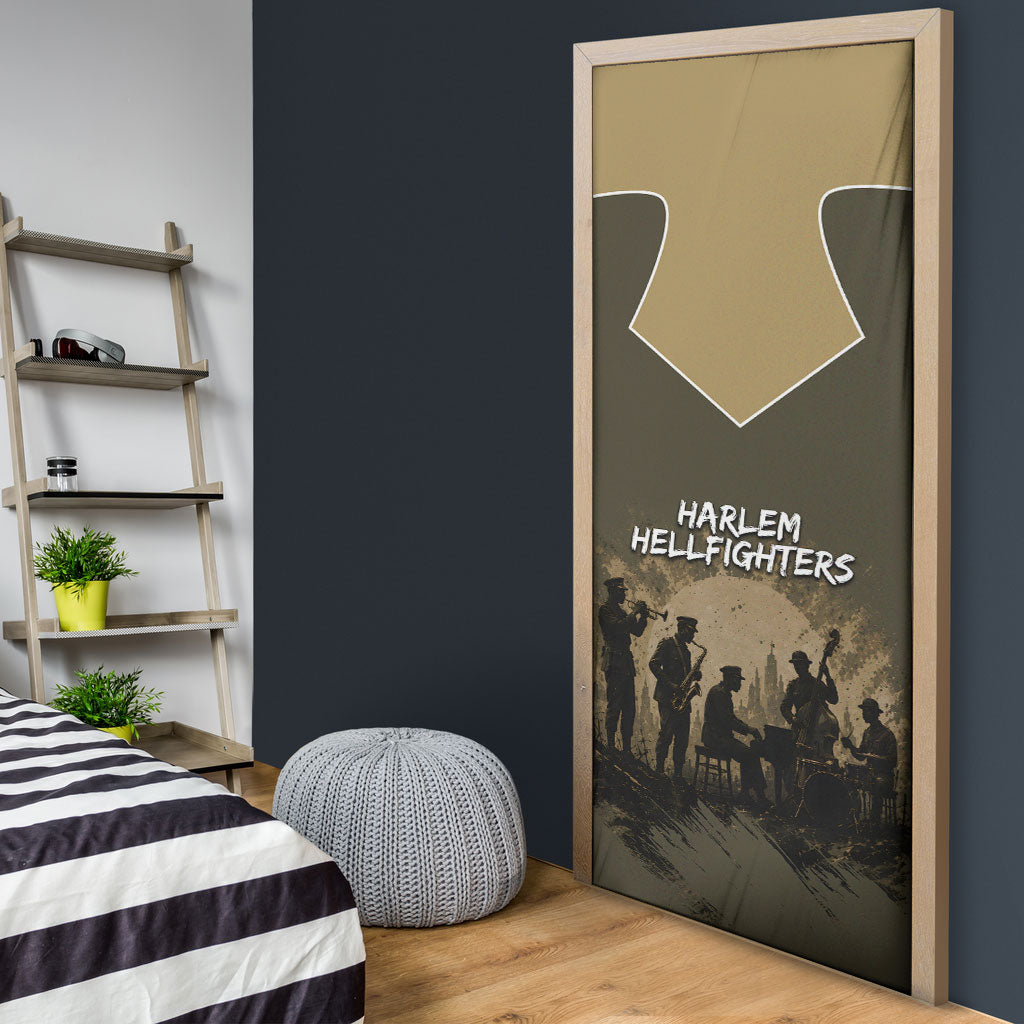 Harlem Hellfighters WWI Soldier Door Cover Vintage Military Hero Jazz Band Silhouette Art
