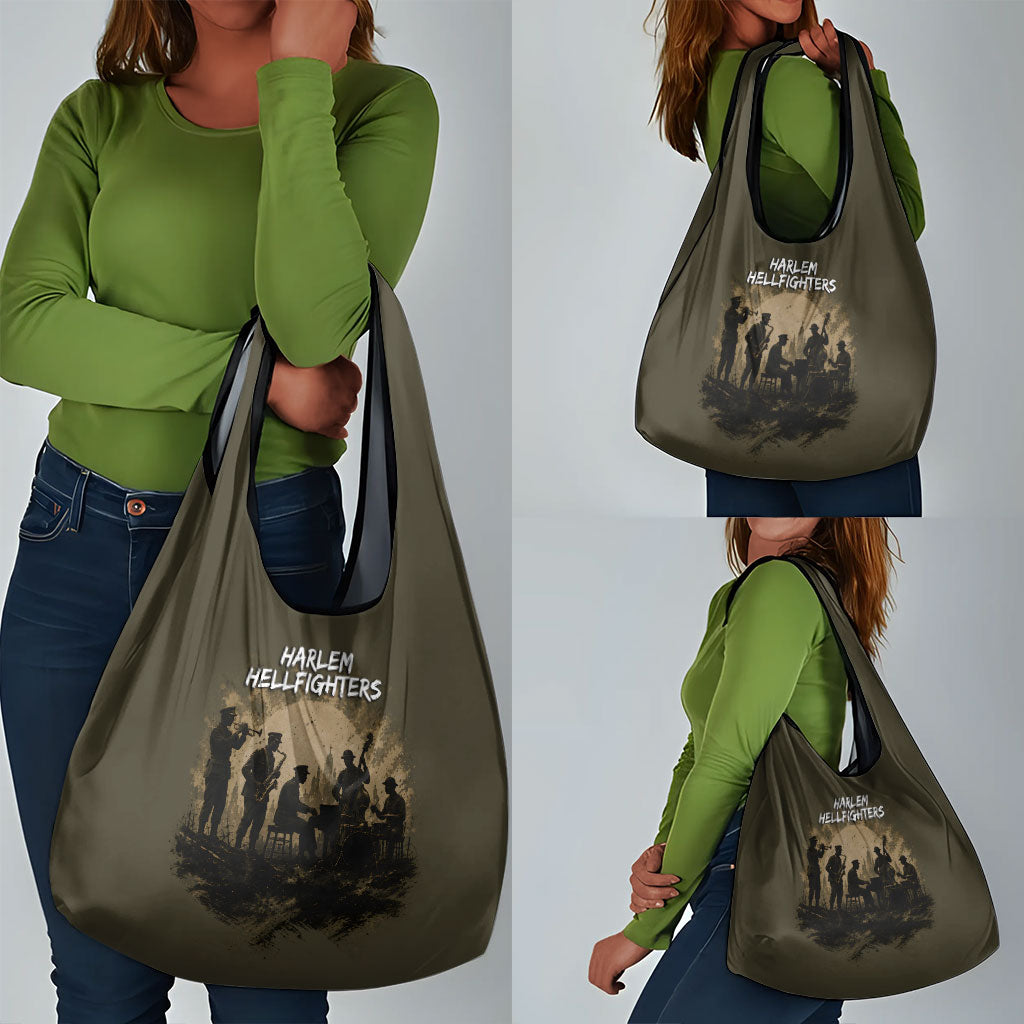 Harlem Hellfighters WWI Soldier Grocery Bag Vintage Military Hero Jazz Band Silhouette Art