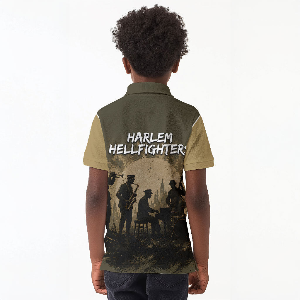 Harlem Hellfighters WWI Soldier Kid Polo Shirt Vintage Military Hero Jazz Band Silhouette Art