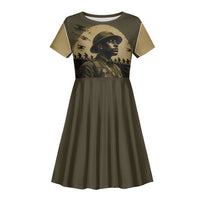 Harlem Hellfighters WWI Soldier Kid Short Sleeve Dress Vintage Military Hero Jazz Band Silhouette Art