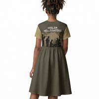Harlem Hellfighters WWI Soldier Kid Short Sleeve Dress Vintage Military Hero Jazz Band Silhouette Art