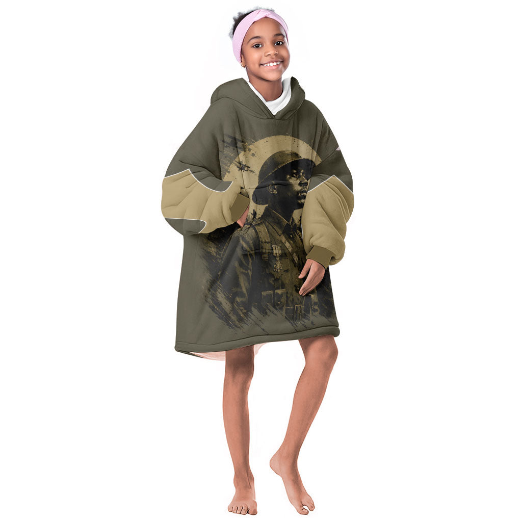 Harlem Hellfighters WWI Soldier Kid Wearable Blanket Hoodie Vintage Military Hero Jazz Band Silhouette Art