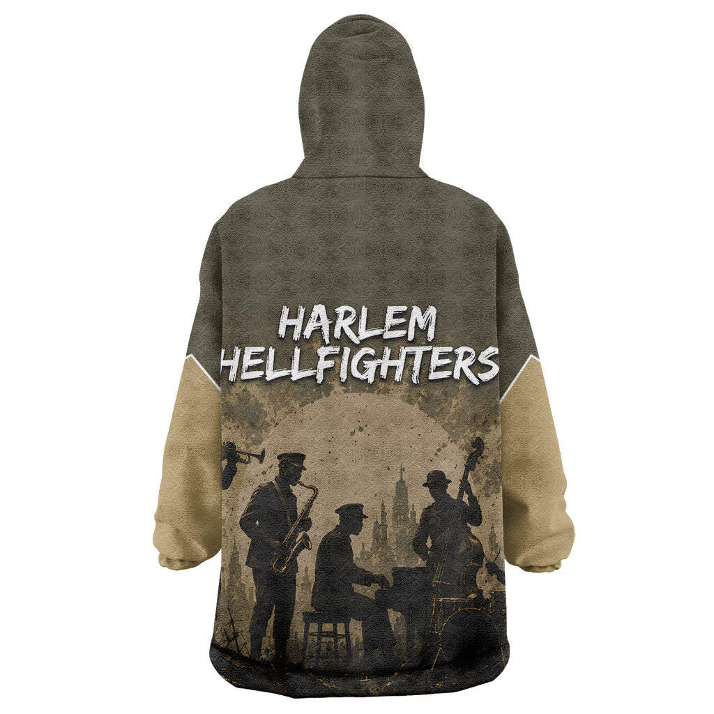 Harlem Hellfighters WWI Soldier Kid Wearable Blanket Hoodie Vintage Military Hero Jazz Band Silhouette Art
