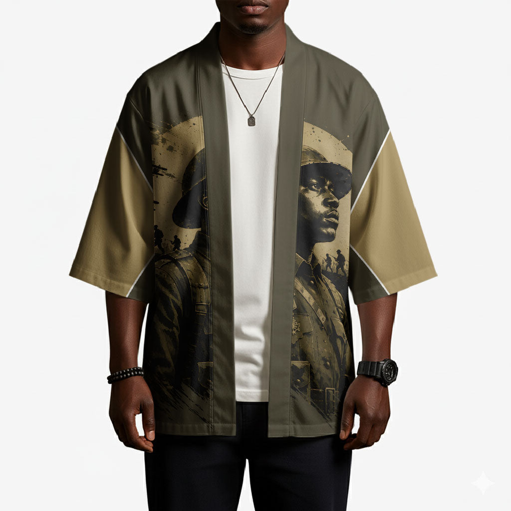 Harlem Hellfighters WWI Soldier Kimono Vintage Military Hero Jazz Band Silhouette Art