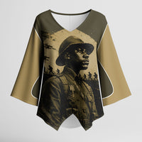Harlem Hellfighters WWI Soldier Kimono Sleeve Blouse Vintage Military Hero Jazz Band Silhouette Art