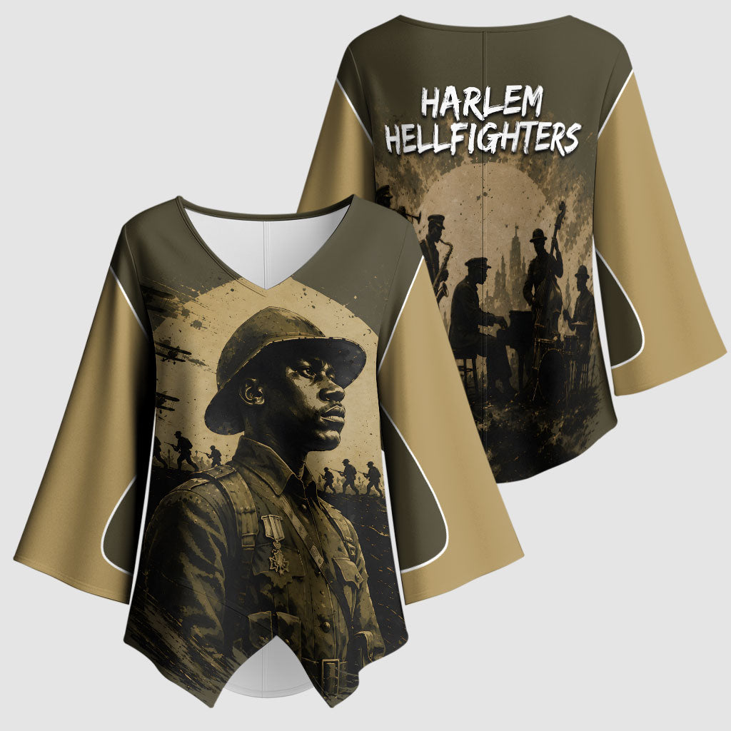 Harlem Hellfighters WWI Soldier Kimono Sleeve Blouse Vintage Military Hero Jazz Band Silhouette Art