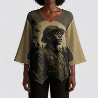 Harlem Hellfighters WWI Soldier Kimono Sleeve Blouse Vintage Military Hero Jazz Band Silhouette Art