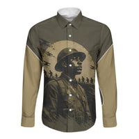 Harlem Hellfighters WWI Soldier Long Sleeve Button Shirt Vintage Military Hero Jazz Band Silhouette Art