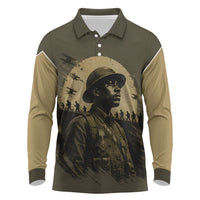 Harlem Hellfighters WWI Soldier Long Sleeve Polo Shirt Vintage Military Hero Jazz Band Silhouette Art