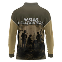 Harlem Hellfighters WWI Soldier Long Sleeve Polo Shirt Vintage Military Hero Jazz Band Silhouette Art
